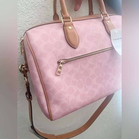 NWT Coach Rowan Large Satchel Bag In Signature in Powder Pink CEA19 - Picture 6 of 11